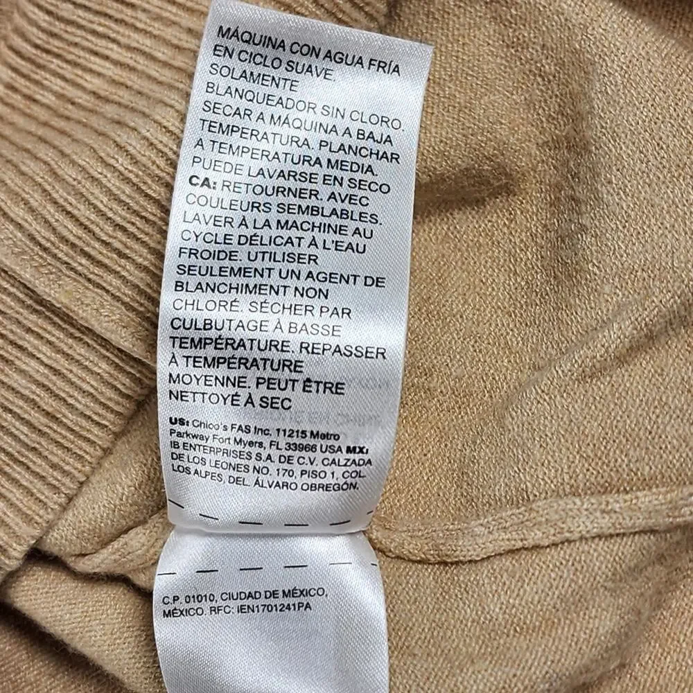 Chico's Beige Knit Sweater SIZE 3/XL Dolman Sleeve Soft Lightweight Top